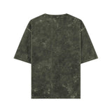 Oversized Acid Wash Olive Green Cotton T-shirt