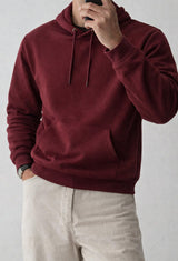 Men's Regular Fit Hooded Sweatshirt - Maroon