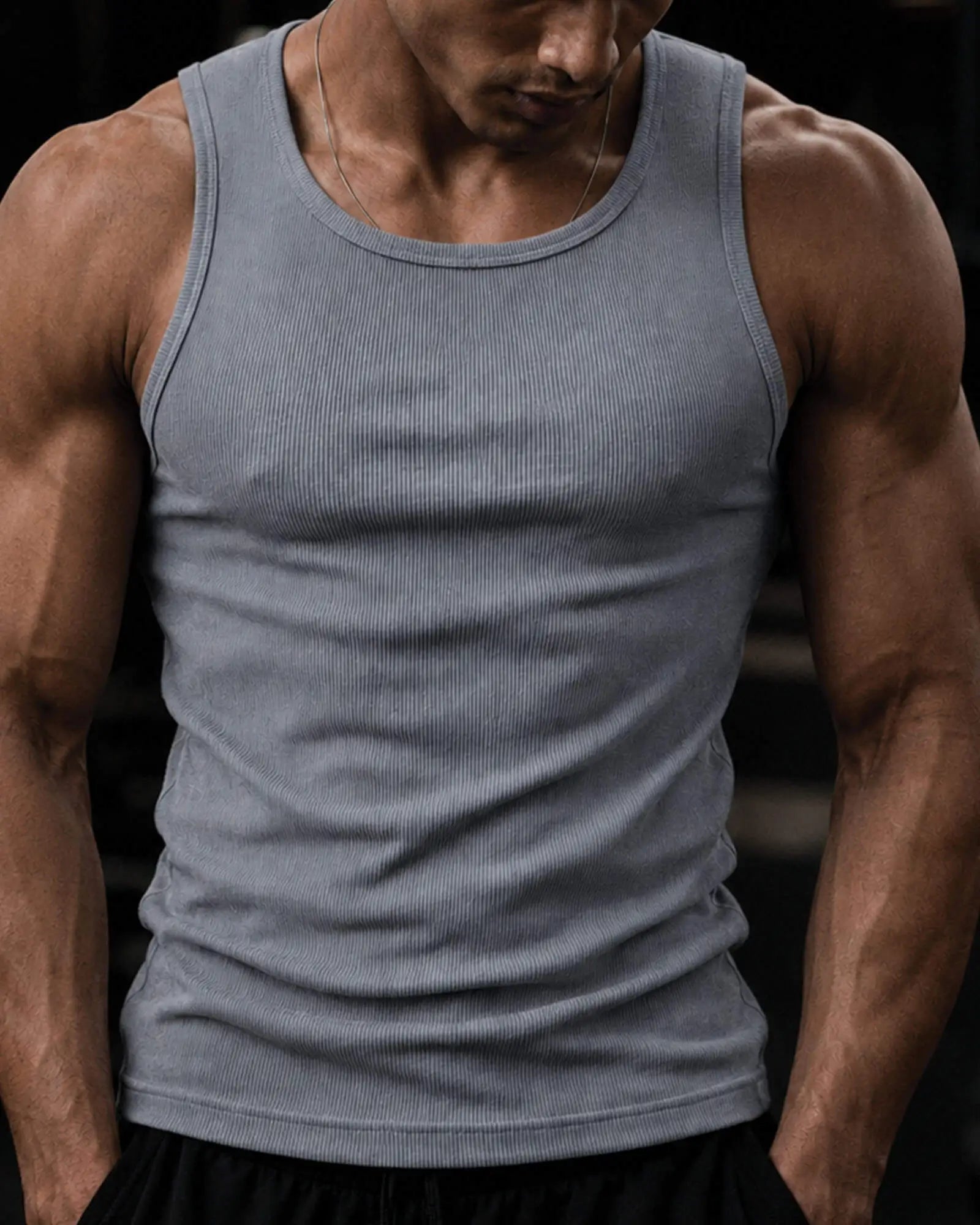 Men’s Stone Grey Tank Top Gym Vest