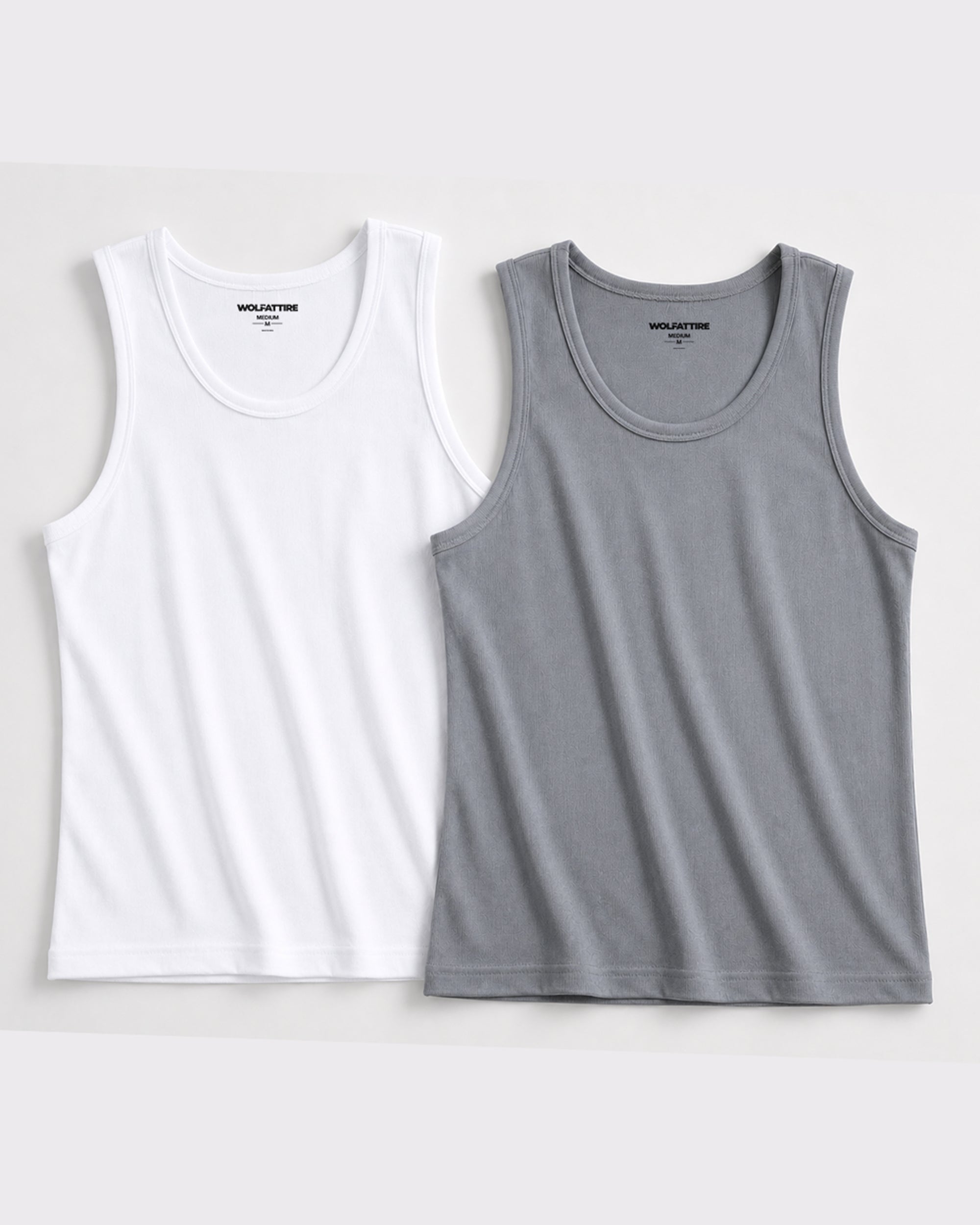 Men’s Tank Top Gym Vest Combo Pack of 2 – White & Stone Grey