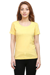 Women's Plain Round Neck T-shirt Yellow