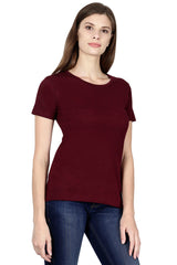 Women's Plain Round Neck T-shirt Maroon