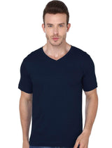 t-shirt Men's V-neck plain T-shirt Navy Blue (Regular Fit) wolfattire