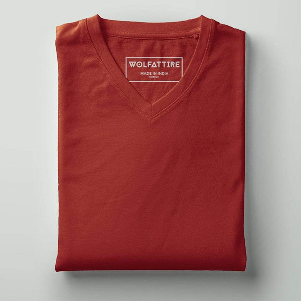 t-shirt Men's V-neck plain T-shirt Red (Regular Fit) wolfattire