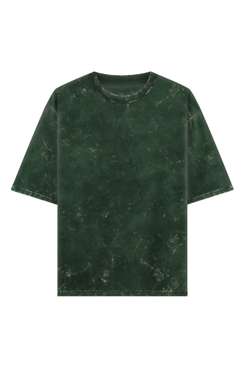 300 Gsm T Shirt Velour Oversized Acid Wash Green Cotton T-shirt