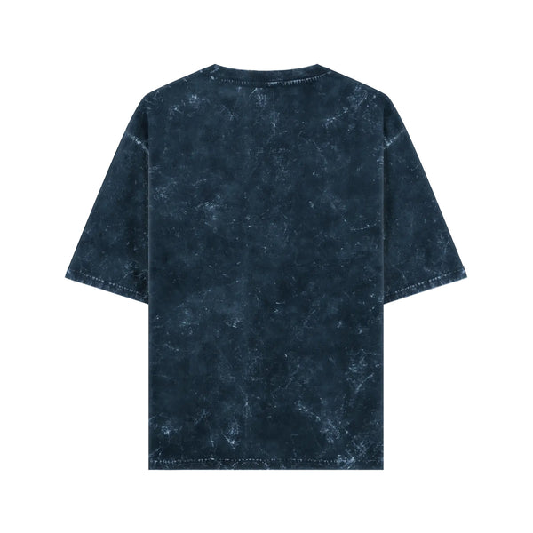 Oversized Acid Wash Navy Blue Cotton T-shirt