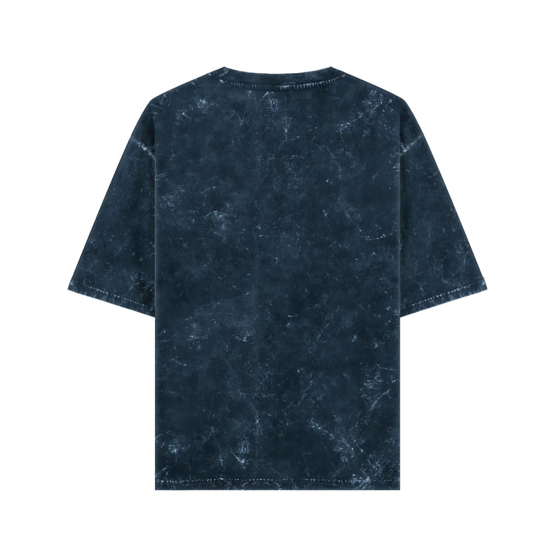 Oversized Acid Wash Navy Blue Cotton T-shirt