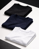 Pack of 3 Men’s 240 GSM Cotton Stretch T-Shirt - White, Black, Navy Blue