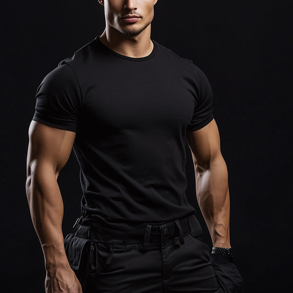 Men's Round Neck Plain T-Shirt Black (Regular Fit)