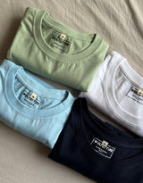 4 Pack Cotton T-Shirts for Men – Jade, Baby Blue, White & Navy