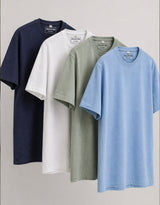 4 Pack Cotton T-Shirts for Men – Jade, Baby Blue, White & Navy