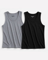 Men’s Tank Top Gym Vest Combo Pack of 2 – Black & Stone Grey