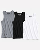 Men’s Tank Top Gym Vest Combo Pack of 3 – White, Black & Stone Grey