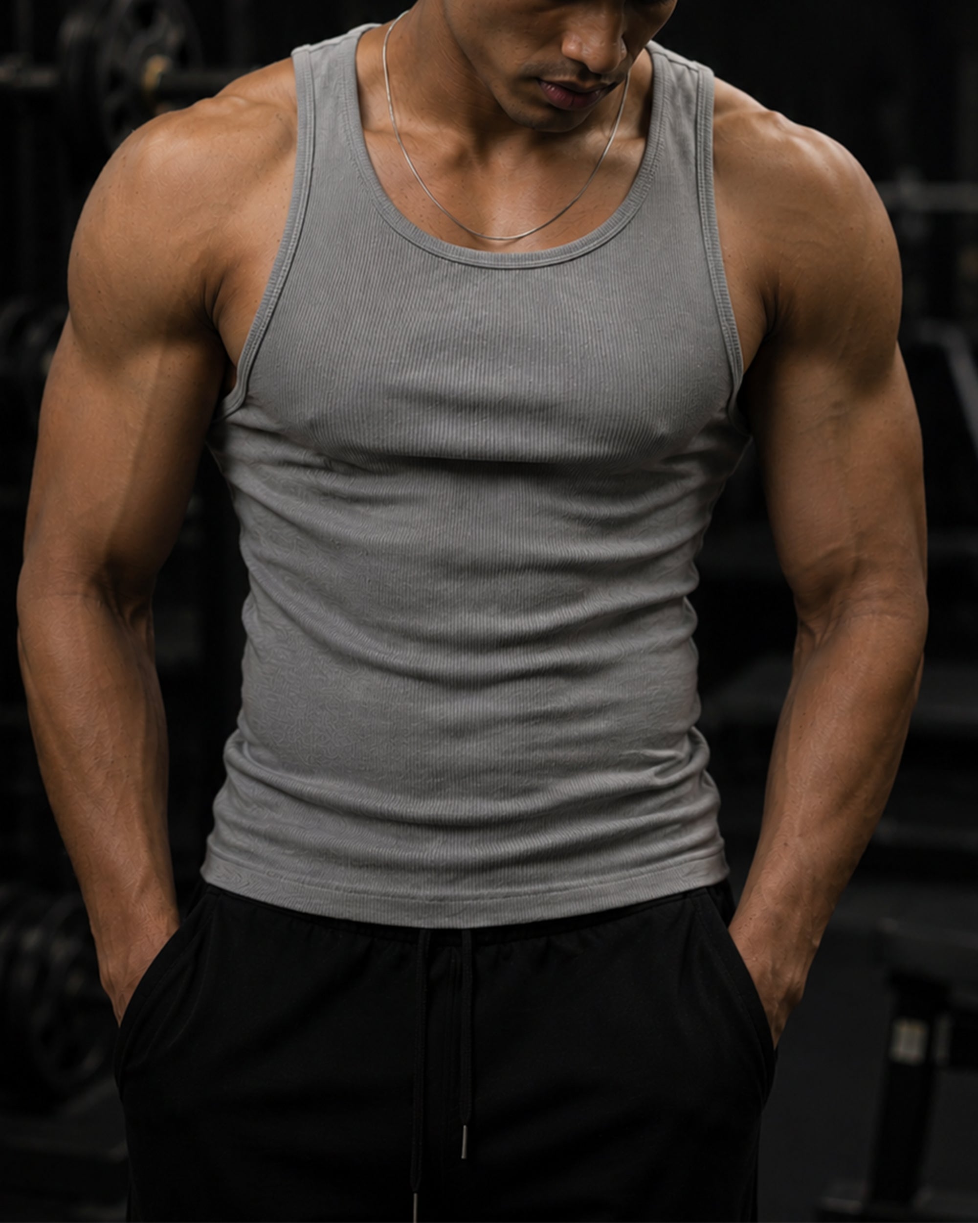 Men’s Stone Grey Tank Top Gym Vest