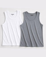 Men’s Tank Top Gym Vest Combo Pack of 2 – White & Stone Grey