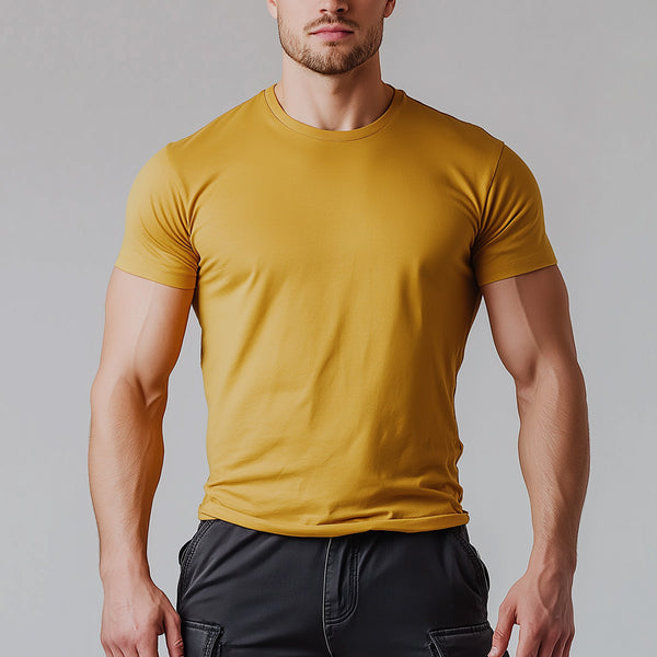 Mustard Yellow Half Sleeve T-Shirt for Men