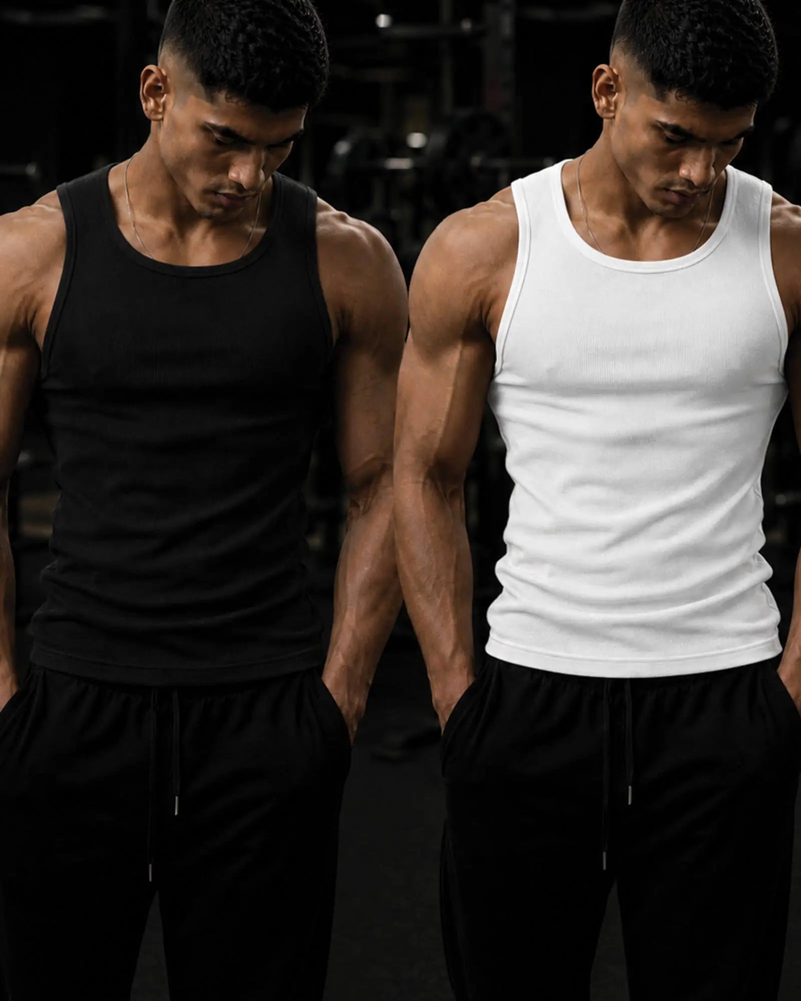 Men’s Tank Top Gym Vest Combo Pack of 2 – White & Black