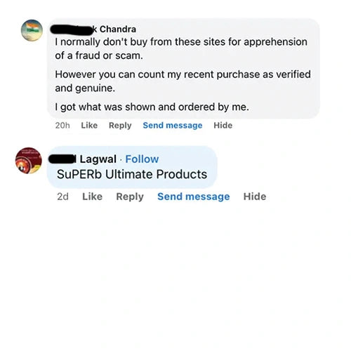 Customer comments about Wolfattire trust and genuine orders