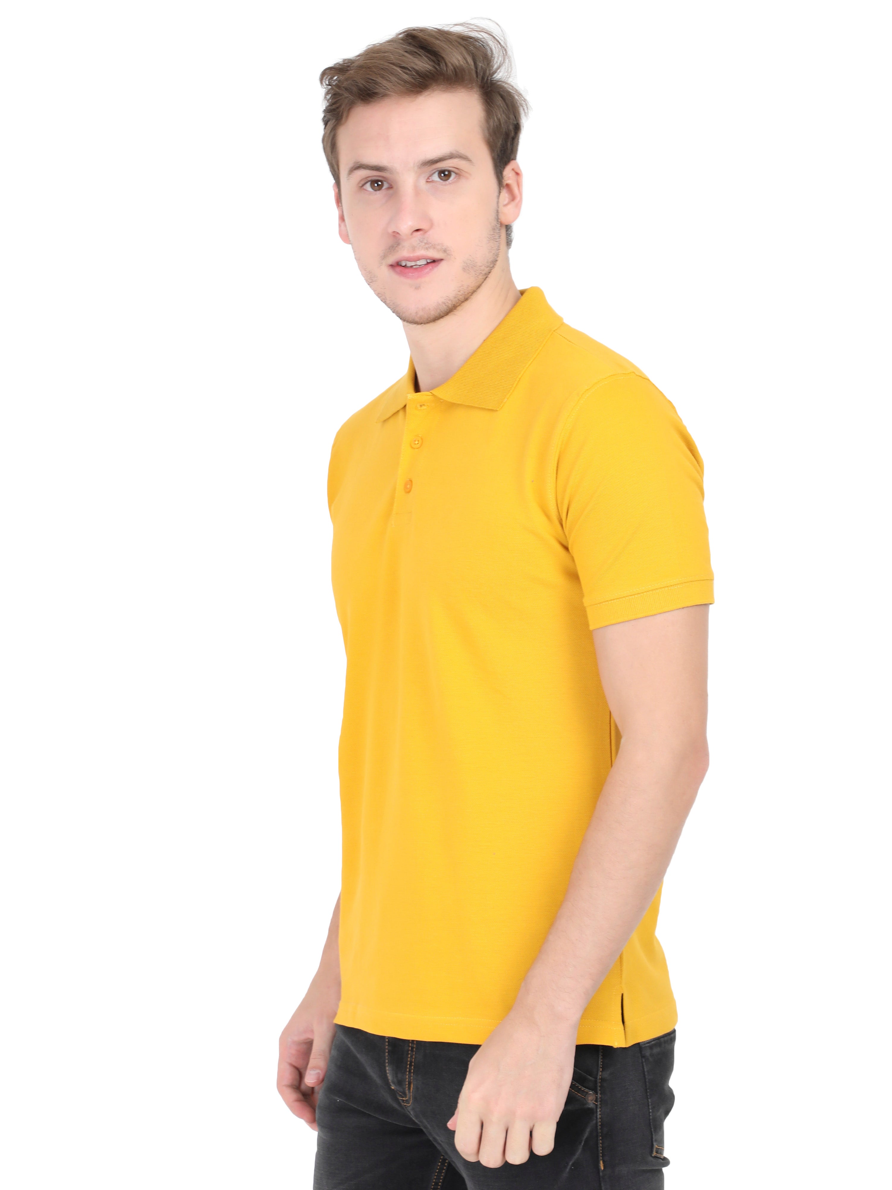 Mustard Yellow Polo T-Shirt for Men | 100% cotton – Wolfattire