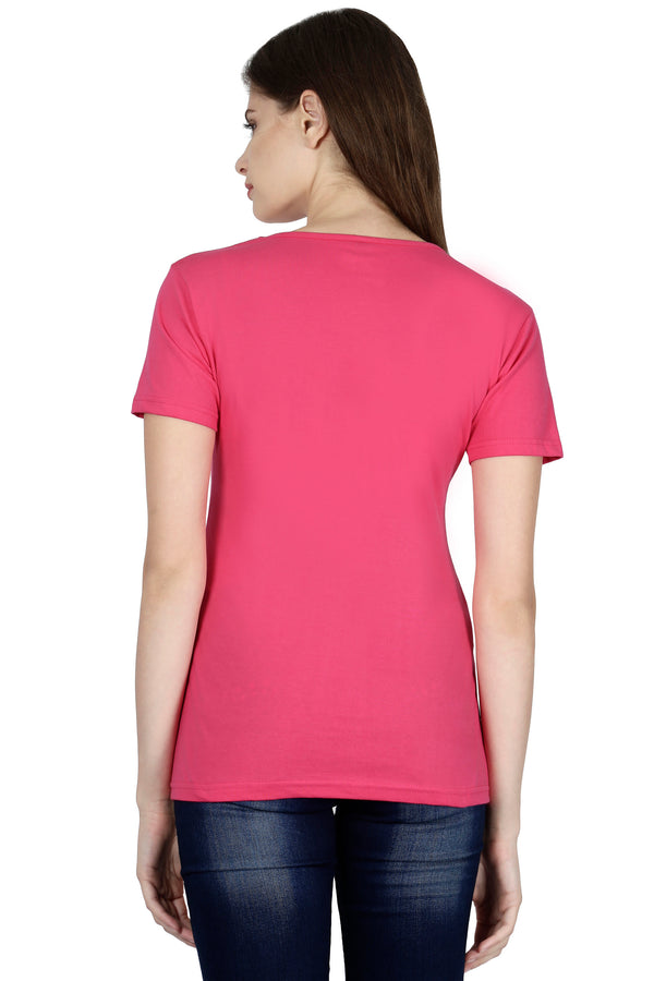 Women's Plain Round Neck T-shirt Pink