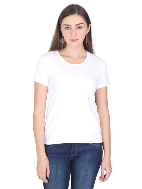 Women's Plain Round Neck T-shirt White