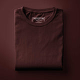 maroon plain t shirt in solid colour | round neck
