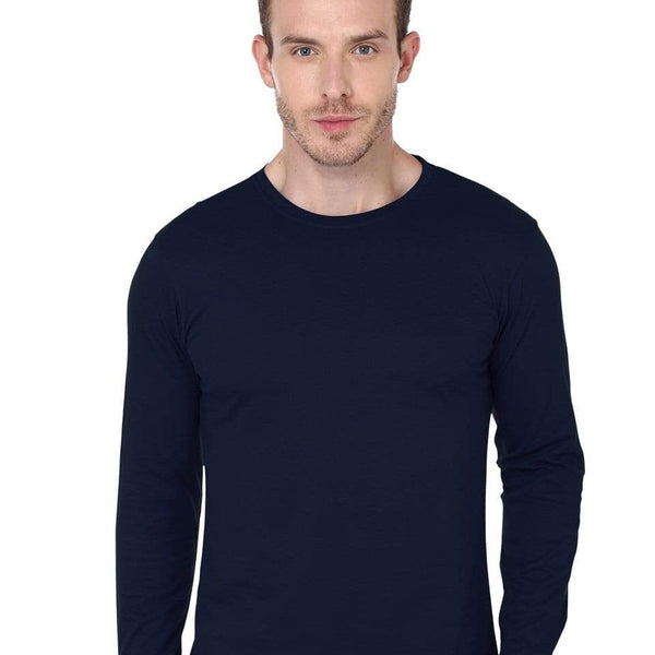 Men's round neck Navy Blue full sleeves t-shirt
