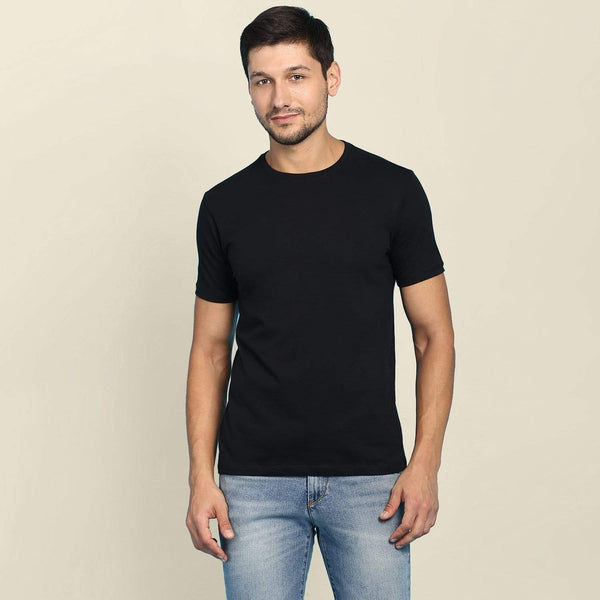 t-shirt Men's Round Neck Plain T-Shirt Black (Regular Fit) wolfattire