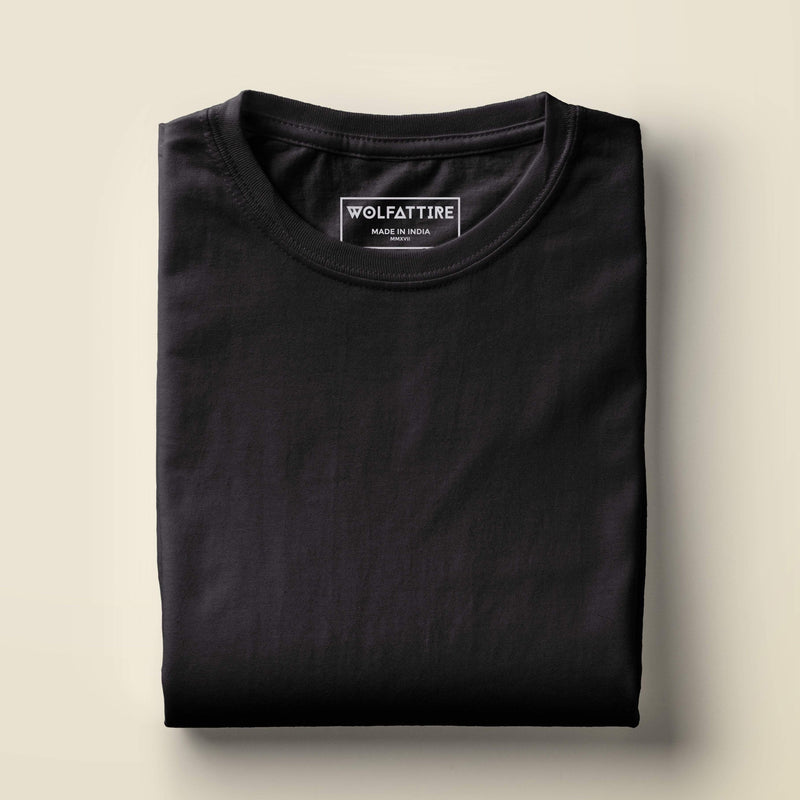 t-shirt Men's Round Neck Plain T-Shirt Black (Regular Fit) wolfattire