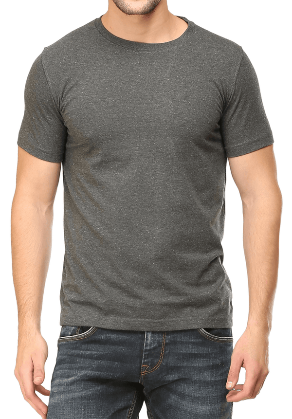 t-shirt Men's Round Neck Plain T-Shirt CHARCOAL GREY (Regular Fit) wolfattire