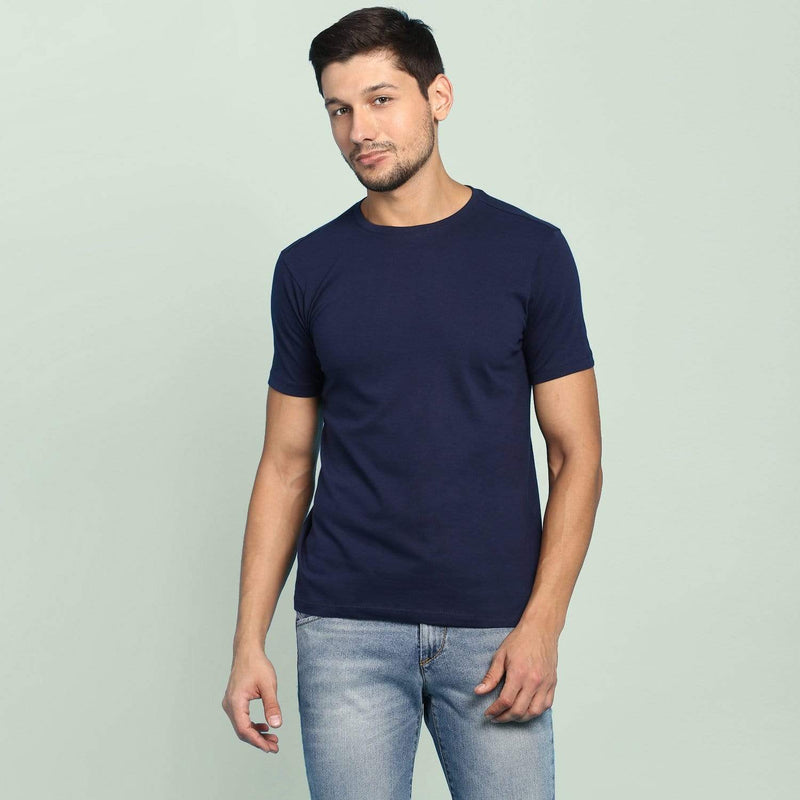 t-shirt Men's Round Neck Plain T-Shirt NAVY BLUE(Regular fit) wolfattire