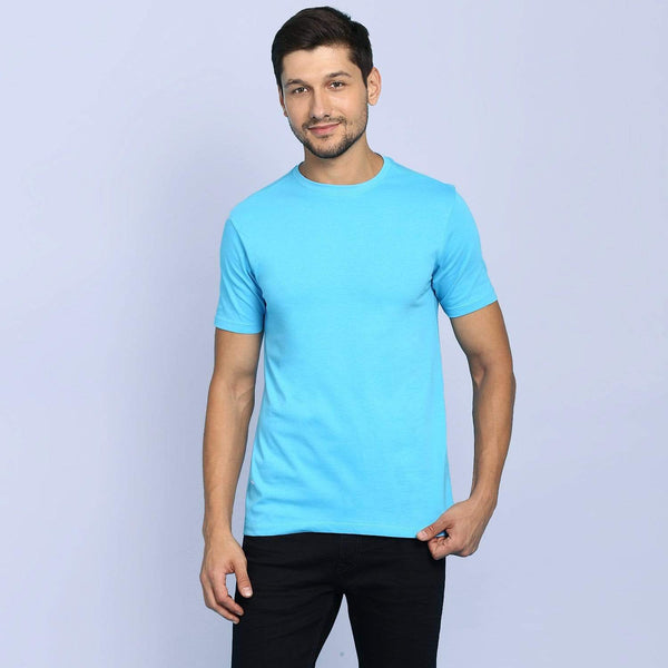t-shirt Men's Round Neck Plain T-Shirt Turquoise (Regular fit) wolfattire