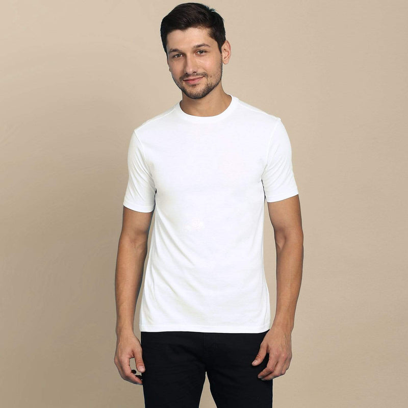 t-shirt Men's Round Neck Plain T-Shirt WHITE (Regular fit) wolfattire