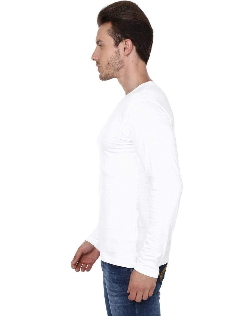Men's round neck white full sleeves t-shirt wolfattire
