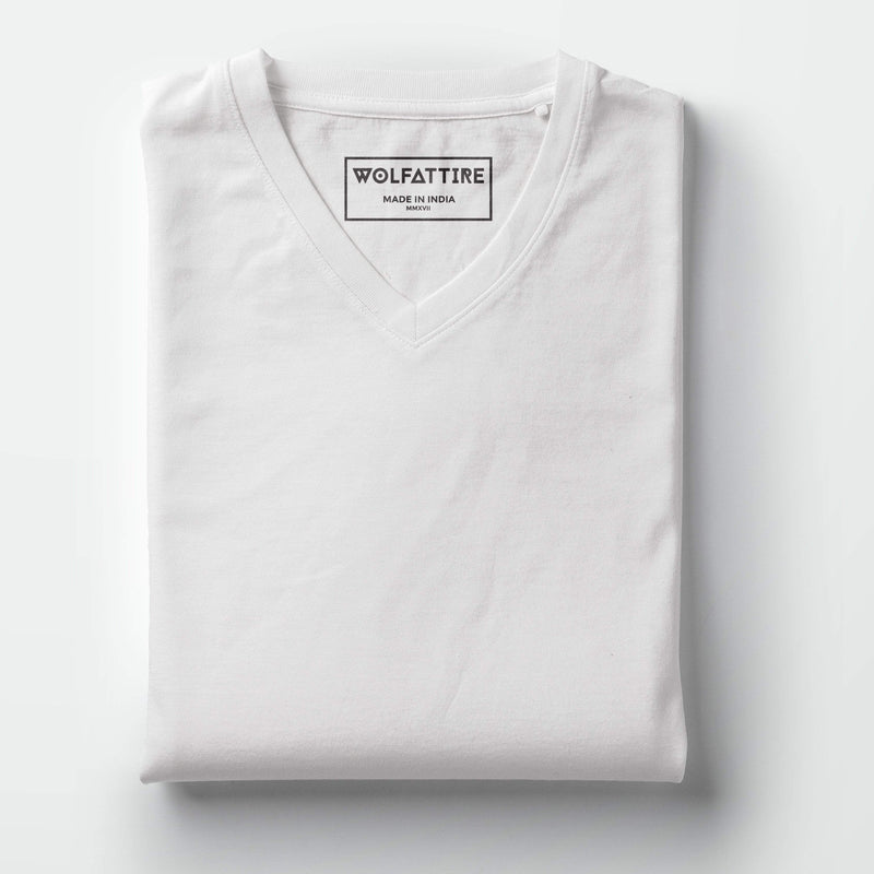 t-shirt Men's V-neck plain T-shirt White (Regular Fit) wolfattire